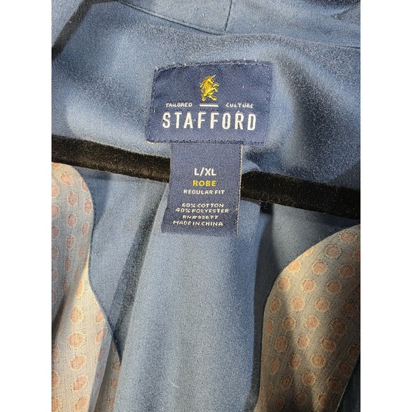 Stafford Mens Robe L/XL Blue Medallion Print Cotton Blend Smokers Jacket‎ Hefner - Picture 3 of 7